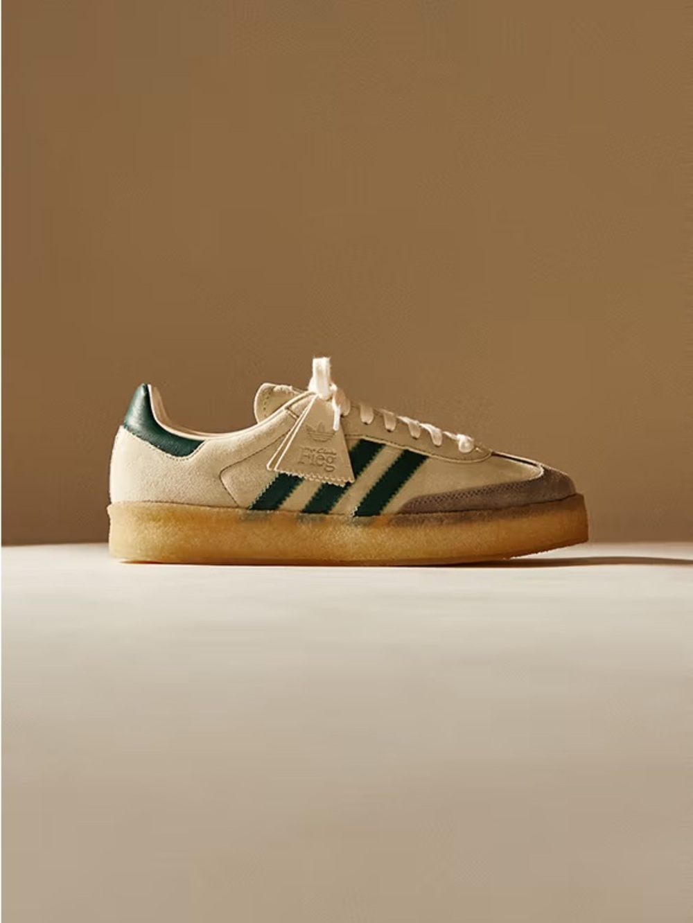 Kith x Clark Cream Adidas Samba - Suede Sneaker with Green Stripes